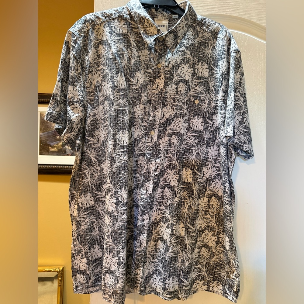 Men's Tropical Leaf Print Button Down Shirt